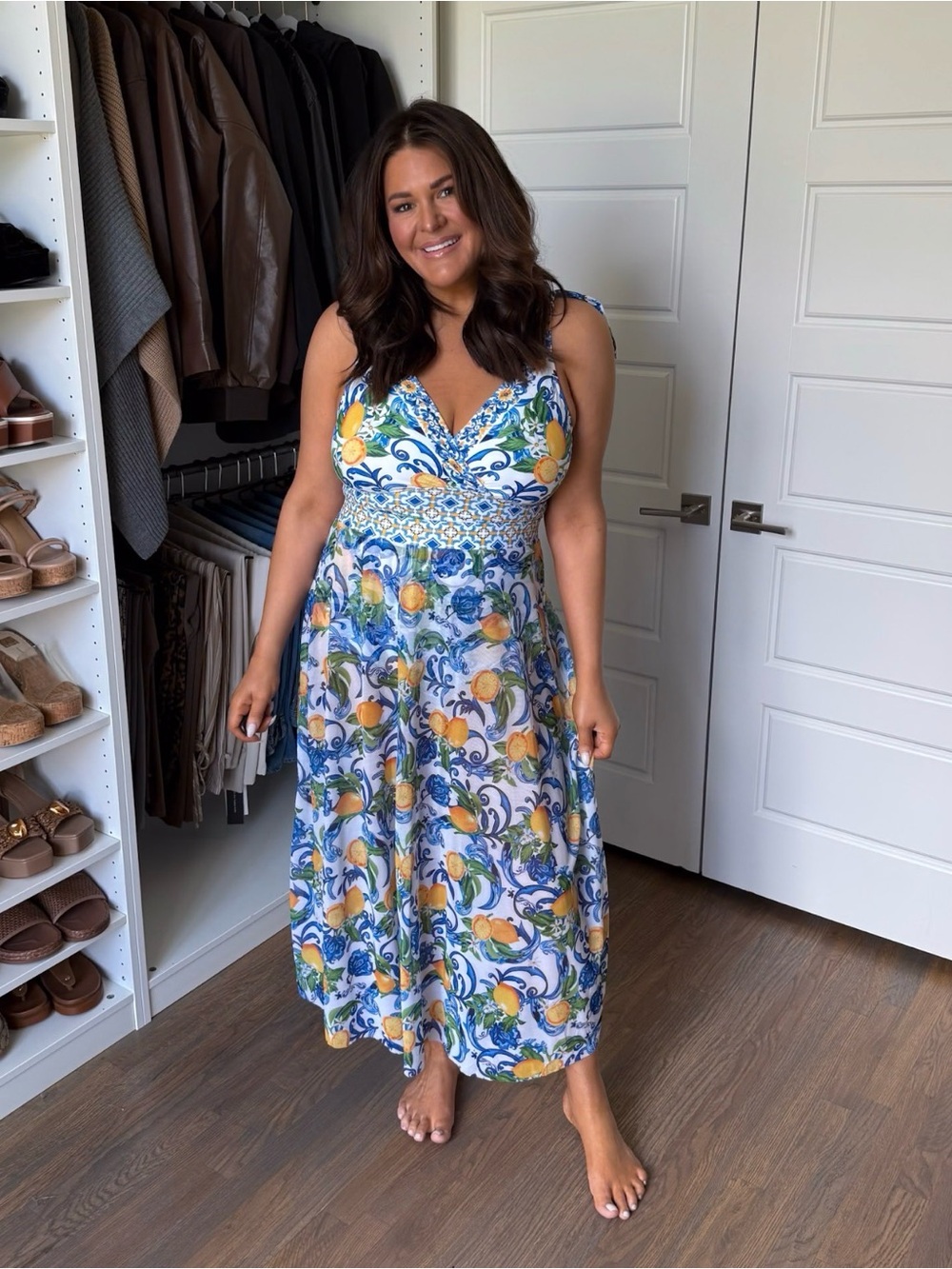 Bloomchic Citrus Print Ruched Mesh Swimsuit & Coverup